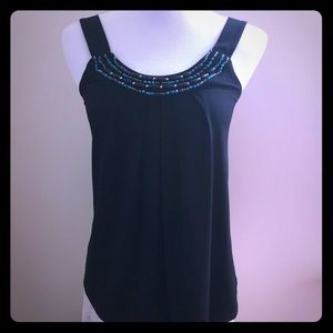B-Wear - Black Beaded Neckline Top - S
